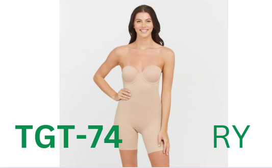 ASSETS by SPANX Women Flawless Finish Strapless Cupped Midthigh Bodysuit Beige M