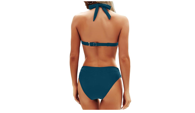 Yonique Women Two Piece Bathing Suits Push Up Bikini Set Halter Swimsuit, M