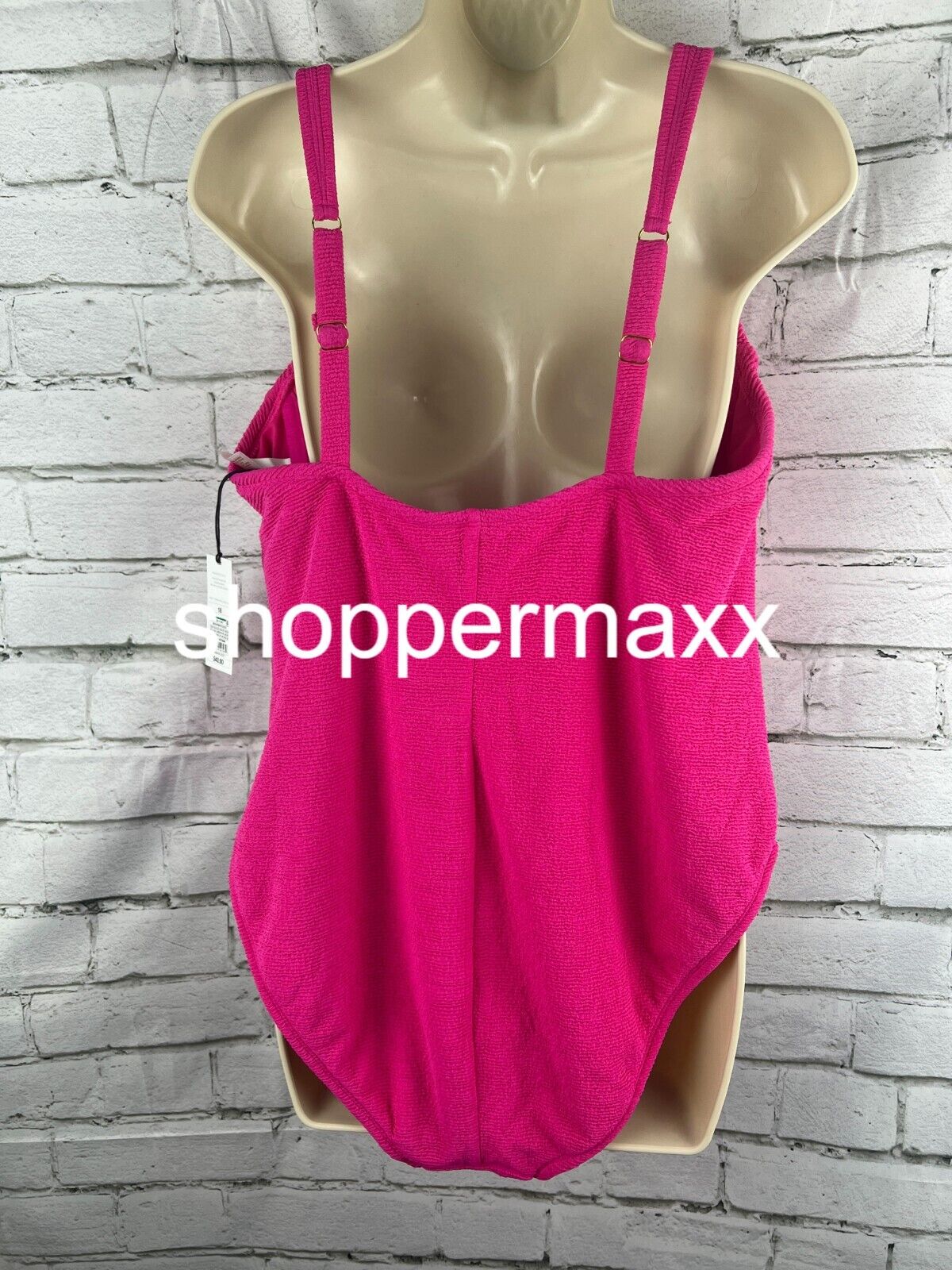 Women Square Neck Pucker Textured High Leg One Piece Swimsuit- Shade & Shore, 18