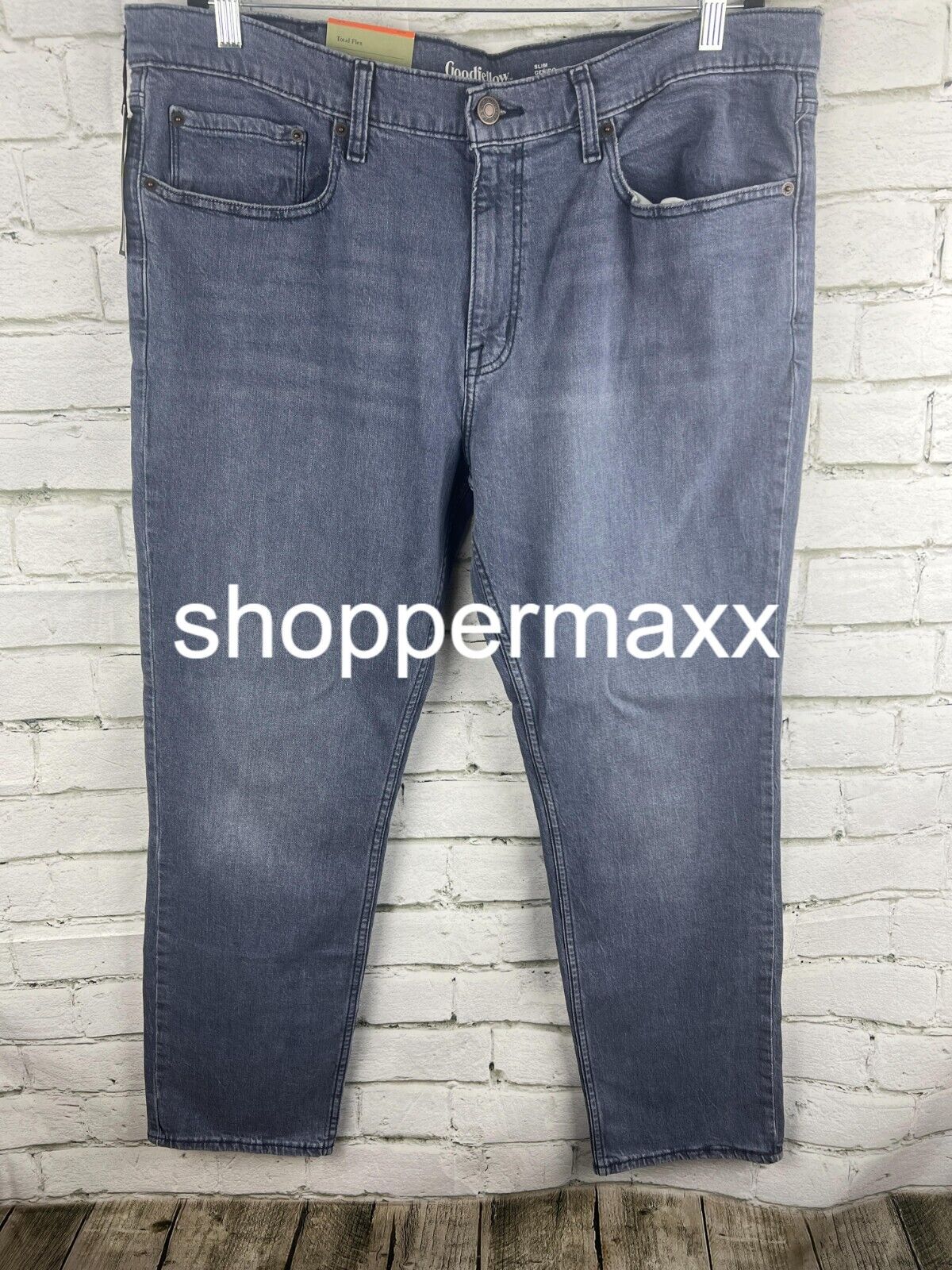 MEN'S LIGHTWEIGHT COLORED SLIM FIT JEANS - GOODFELLOW & CO, BLUE DENIM, 40WX30L