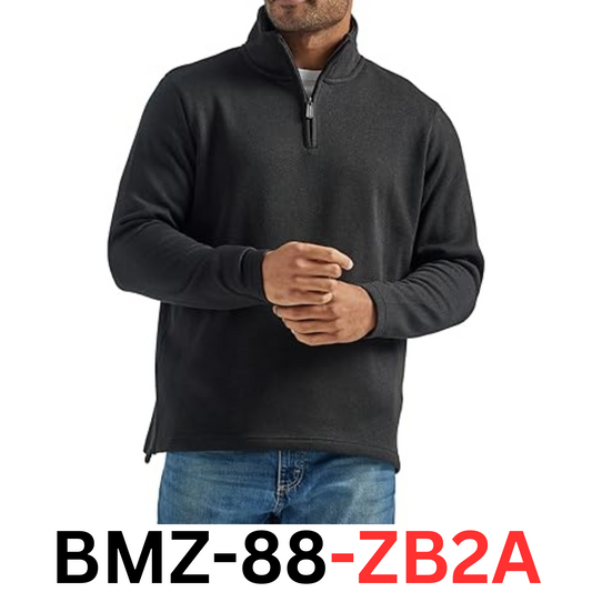 Wrangler Authentics Men's Long Sleeve Fleece Quarter- Zip, Caviar, XX-Large