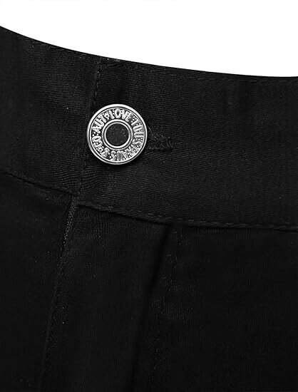 Allegra K Men's Casual Slim Fit Punk Gothic Pockets Patch Buckle Zipper Pants 32