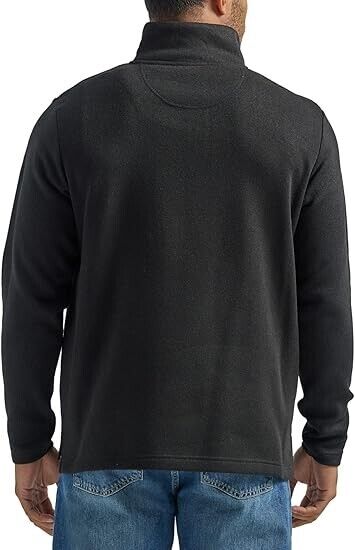 Wrangler Authentics Men's Long Sleeve Fleece Quarter- Zip, Caviar, XX-Large