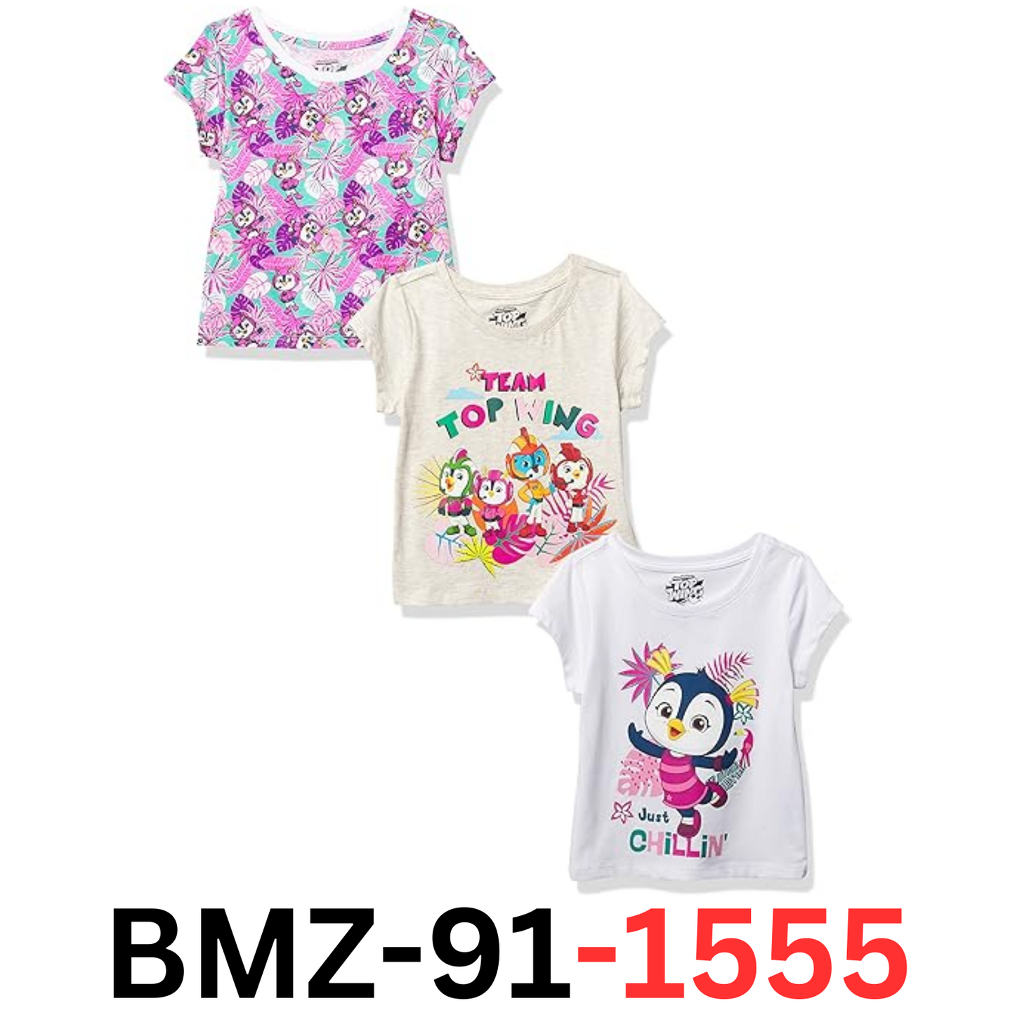 Top Wing Girls' Toddler Short Sleeve T-Shirt Bundle 3 Pack Tees multi 5T