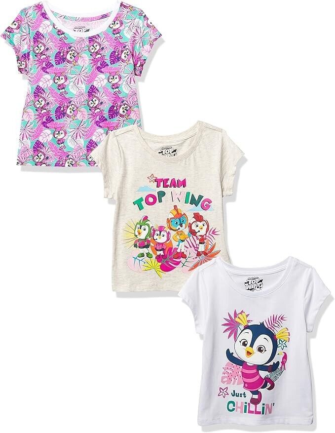 Top Wing Girls' Toddler Short Sleeve T-Shirt Bundle 3 Pack Tees multi 5T