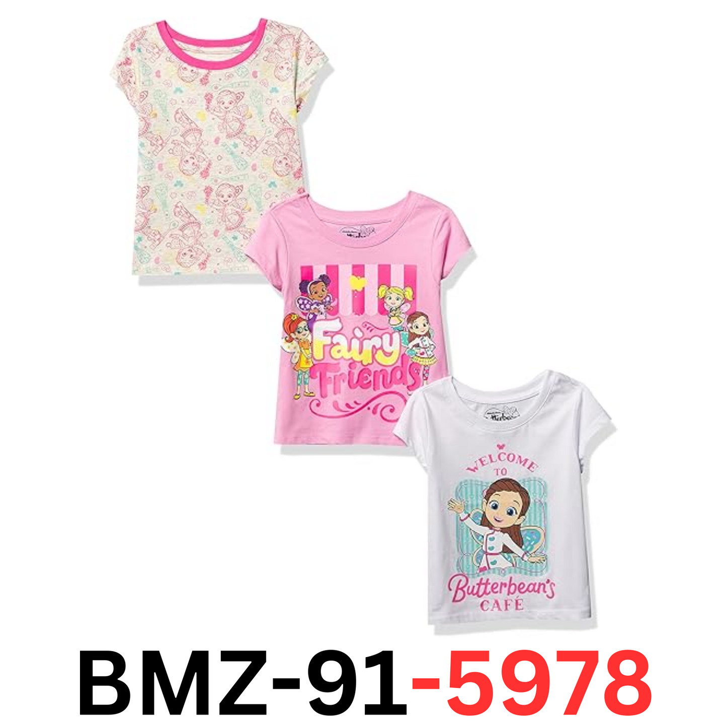 Butterbean Café girls Toddler Short Sleeve T-shirt Bundle 3 Pack Tees T-Shirt 4T