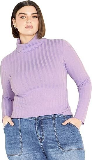 Women's Plus Size Evie Roll Neck Top, Lilac, Size 22/24