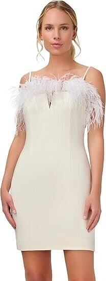 Aidan Mattox Women's Stretch Crepe Mini Dress, Ivory, Size 8
