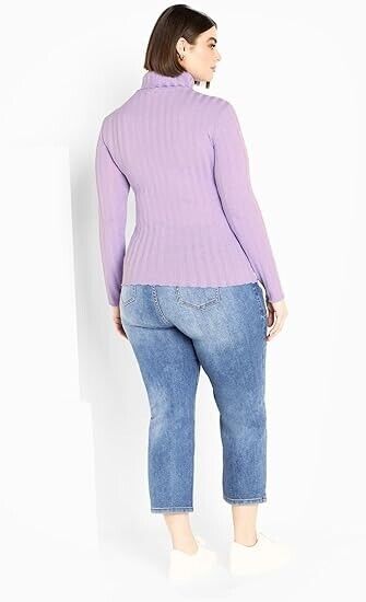 Women's Plus Size Evie Roll Neck Top, Lilac, Size 22/24