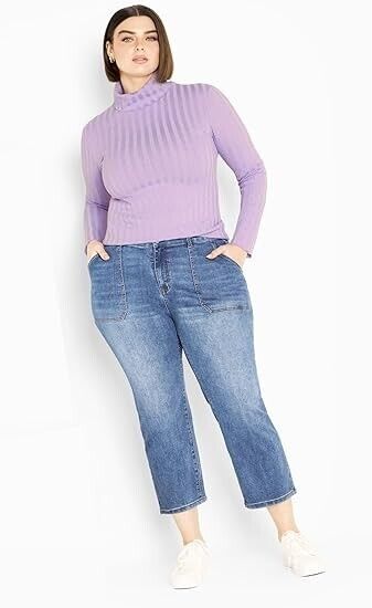 Women's Plus Size Evie Roll Neck Top, Lilac, Size 22/24