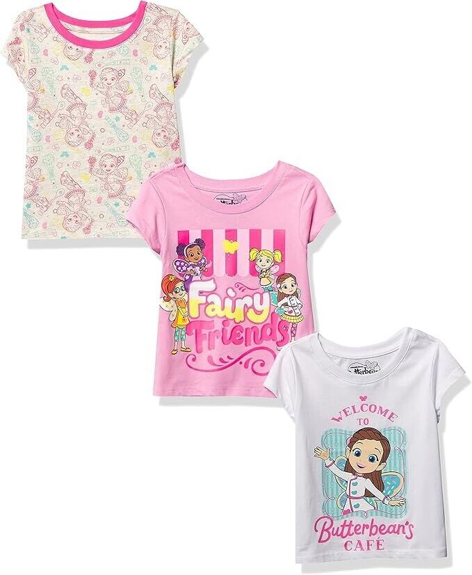 Butterbean Café girls Toddler Short Sleeve T-shirt Bundle 3 Pack Tees T-Shirt 4T