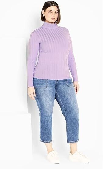 Women's Plus Size Evie Roll Neck Top, Lilac, Size 22/24