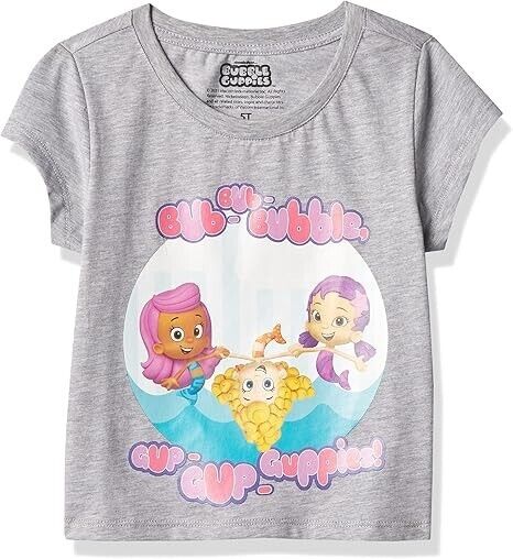 Bubble Guppies girls Toddler Short Sleeve T-Shirt T-Shirt, Heather Grey, Size 5T
