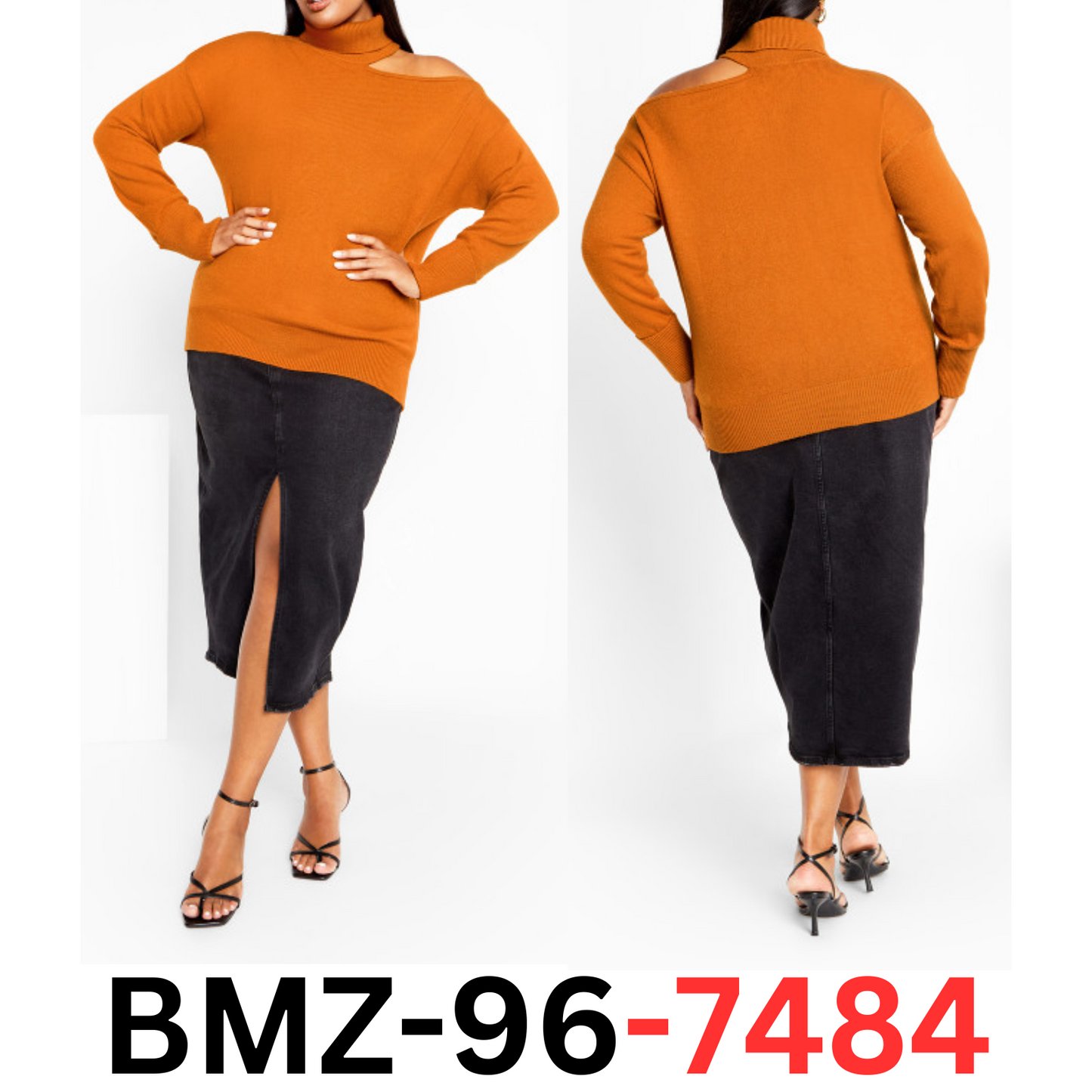 City Chic Cold Shoulder Sweater - Honey Ginger, X-Small (XS)