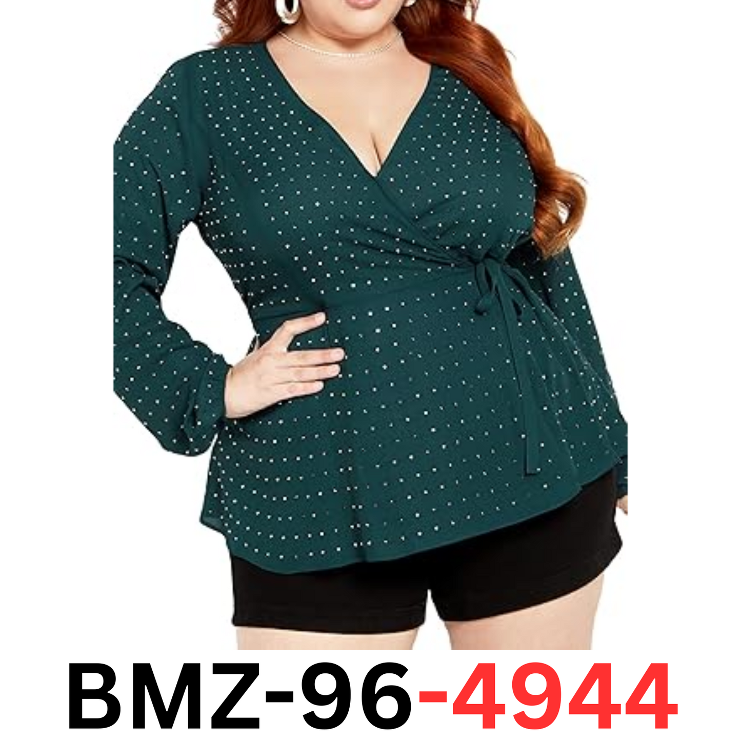 City Chic Women Apparel Women's City Chic Plus Size Top Bling Flirt, Emerald, XL