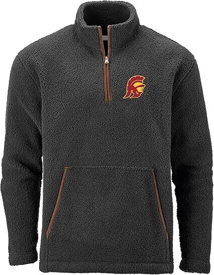 boxercraft Men's NCAA Team Logo Everest Fleece Pullover USC Trojans, XS, Black