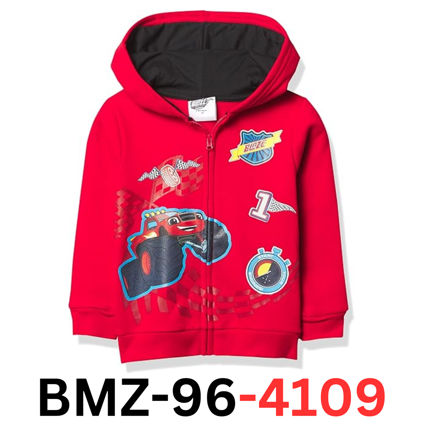 Blaze and the Monster Machines Boys' Toddler Zip Up Hoodie, Red, Size 3T