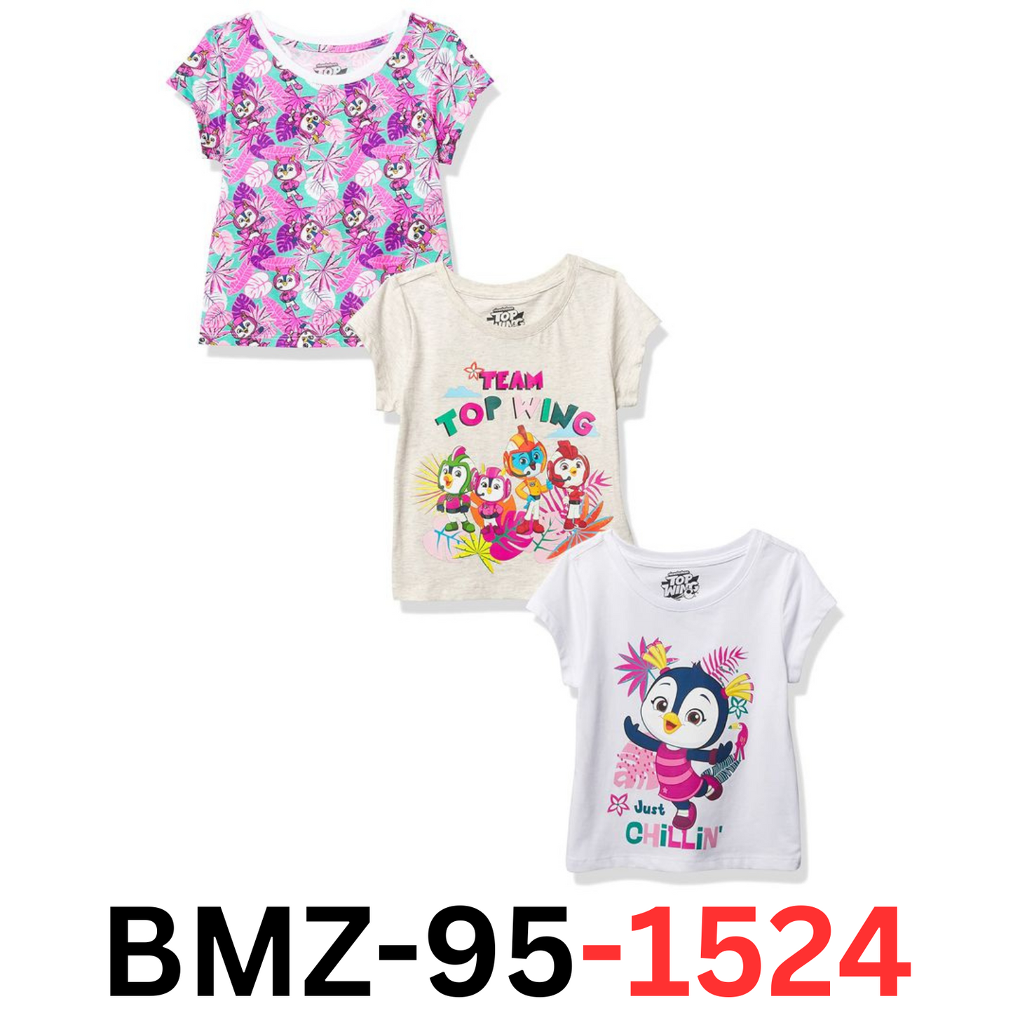 Top Wing Girls' Toddler Short Sleeve T-Shirt Bundle 3 Pack Tees multi 2T
