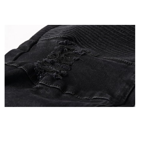 ZLZ Black Ripped Biker Jeans for Men Slim Fit,Designer Jeans, Size 40