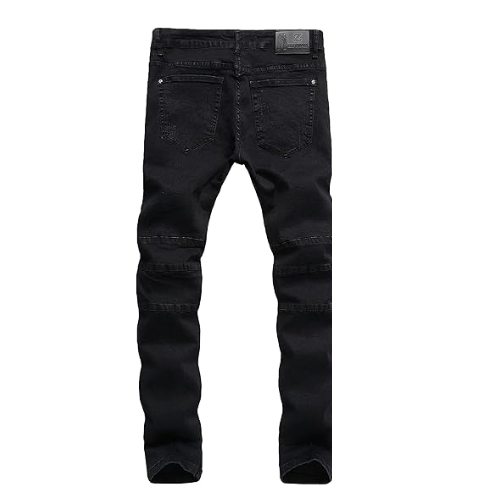 ZLZ Black Ripped Biker Jeans for Men Slim Fit,Designer Jeans, Size 40
