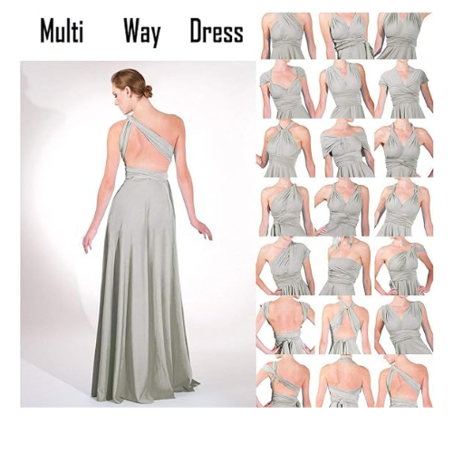 Women Transformer Convertible Multi Way Wrap Long Prom Maxi Dress Halter V-Neck