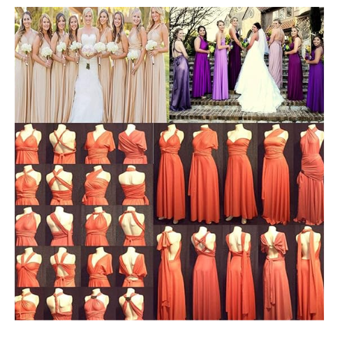 Women Transformer Convertible Multi Way Wrap Long Prom Maxi Dress Halter V-Neck