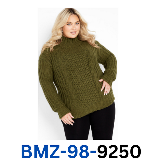 City Chic Fallon Women Sweater Full length sleeves High neck Olive 14/16