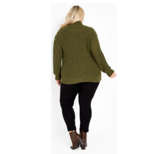 City Chic Fallon Women Sweater Full length sleeves High neck Olive 14/16