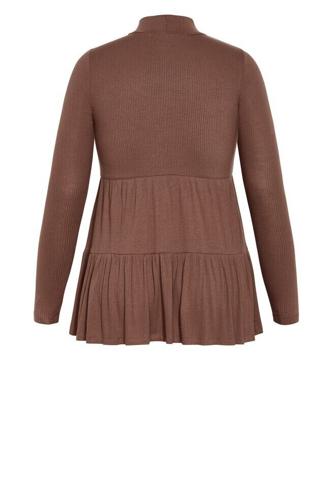Avenue Lulu Tiered Tunic- Long sleeves- Fit & flare, Chocolate, Size 22/24