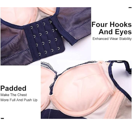 ToVii Lightly Padded Push Up Bra for Large Bust Full Coverage Underwire Bra Pink