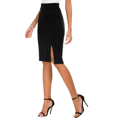 Urban CoCo Women's Knee Length Stretch Pencil Skirt High Waisted Bodycon Midi St