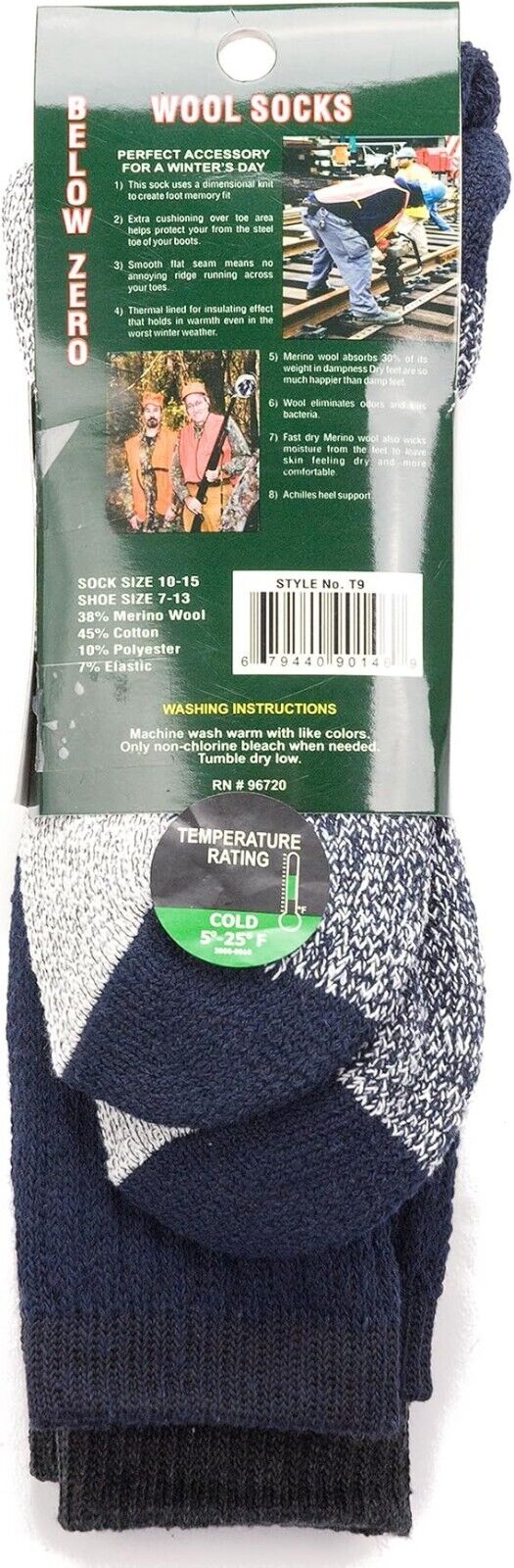 6 Pairs of Excellent Mens Merino Wool Thermal Socks,Size 10-15 Shoe, Size 7-13