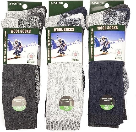 6 Pairs of Excellent Mens Merino Wool Thermal Socks,Size 10-15 Shoe, Size 7-13