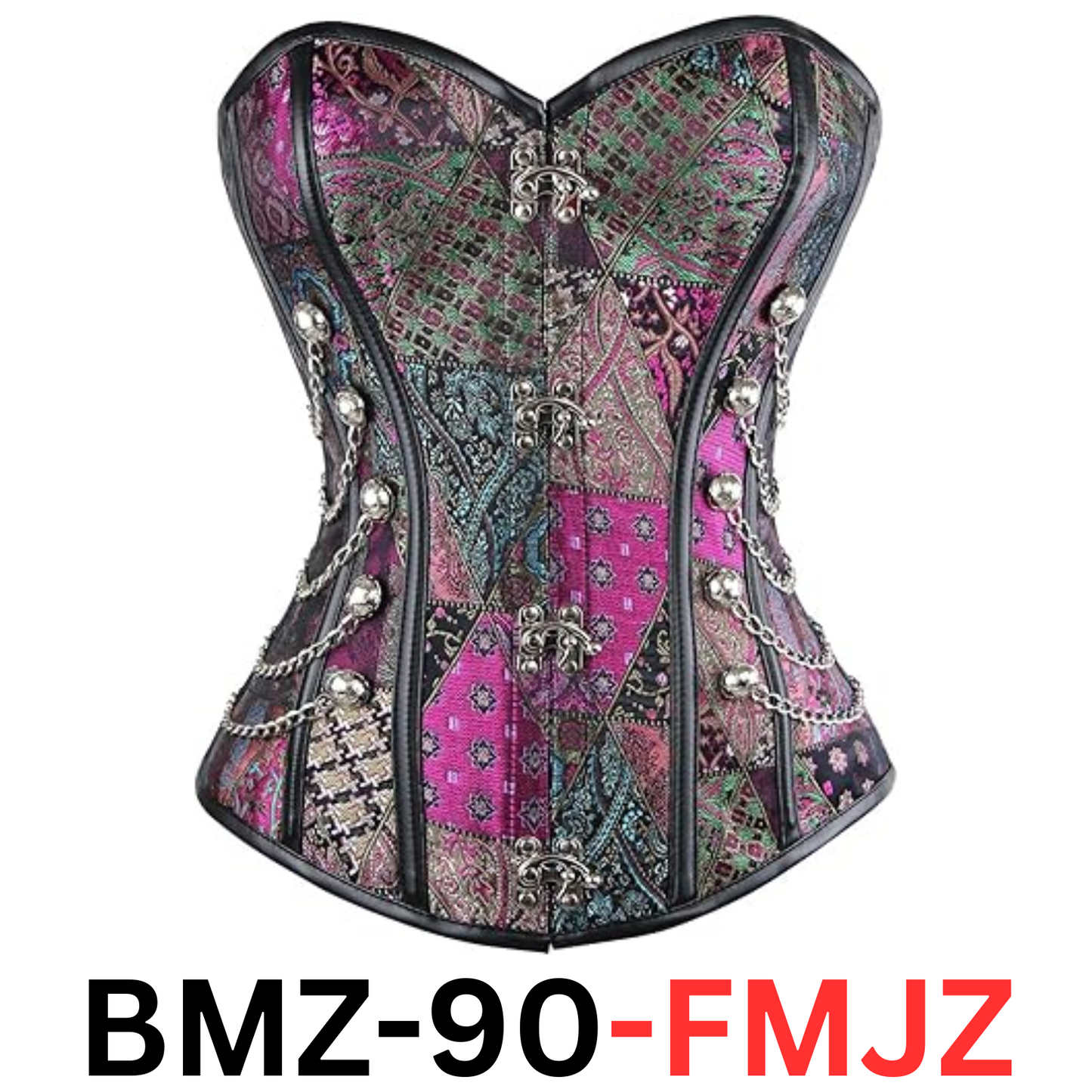 Charmian Women's Steampunk Gothic Spiral Steel Boned Brocade Waist Corset, 3XL