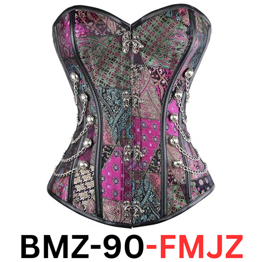 Charmian Women's Steampunk Gothic Spiral Steel Boned Brocade Waist Corset, 3XL