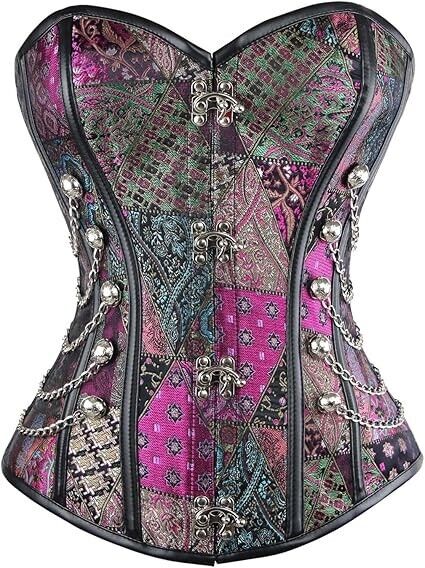Charmian Women's Steampunk Gothic Spiral Steel Boned Brocade Waist Corset, 3XL