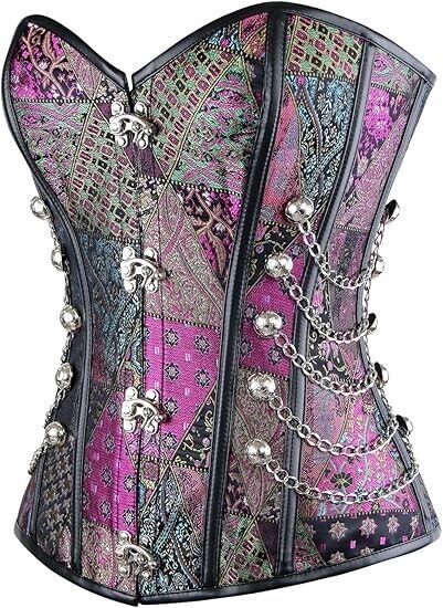 Charmian Women's Steampunk Gothic Spiral Steel Boned Brocade Waist Corset, 3XL
