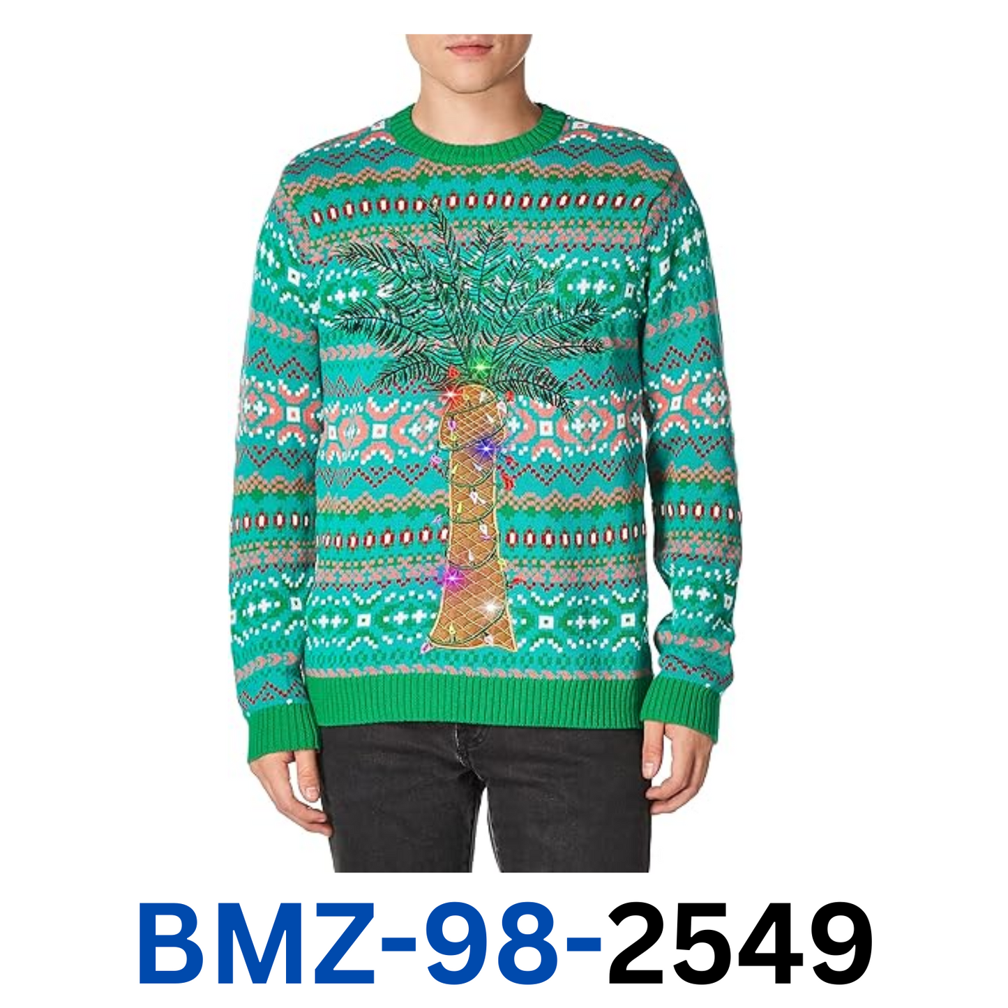 Blizzard Bay Men's Ugly Christmas Long Sleeve  Light Up Cotton Sweater,  Brown S