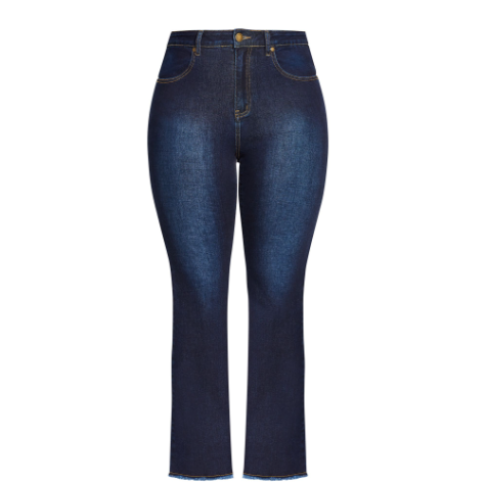 Chic denimJean Classic Flare Dark Denim Dramatic flare leg & fit -High, Blue, 12