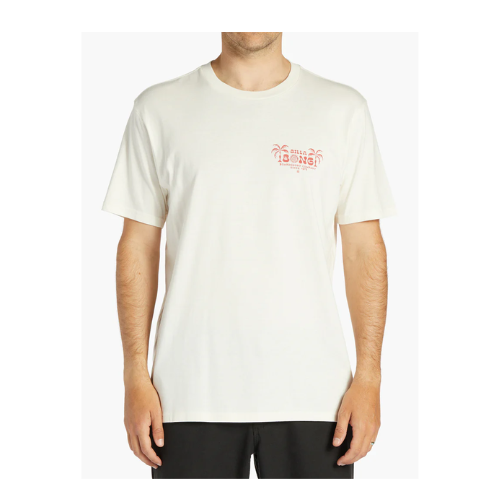 Billabong Lounge Mens Short Sleeve  soft hand screen print T-Shirt off-white XXL
