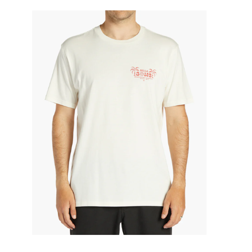 Billabong Lounge Mens Short Sleeve  soft hand screen print T-Shirt off-white XXL