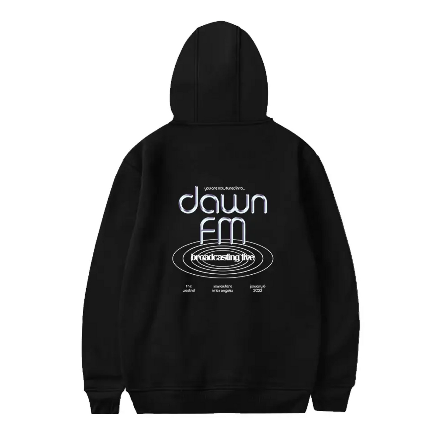 The Weeknd Dawn FM Live Broadcast Hoodie Men’s Black, L, Polyester Cotton Blend