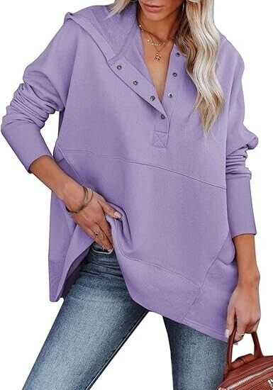 AlvaQ Women's Long Sleeve Casual Sweatshirts Women Hoodies Solid Color Tops, S