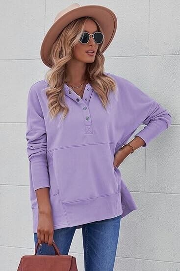 AlvaQ Women's Long Sleeve Casual Sweatshirts Women Hoodies Solid Color Tops, S