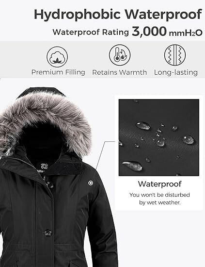 wantdo Women's Puffy Coat Military Winter Mountain Travel Parka Coat Jackets, XL