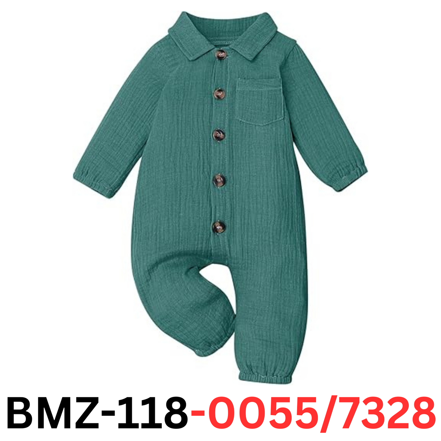 VISGOGO Baby Boy Polo Romper Long Sleeve Bodysuit Cotton Linen Jumpsuit 6-12 Mon