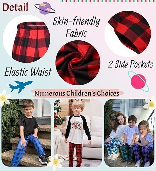 Ekouaer Boys Pajama Long Sleep Pants Soft Elastic Waist Pajama Bottom, 4-5 Years