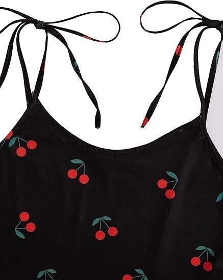 SweatyRocks Women Summer Strawberry Print Cami Top and Shorts Sleepwear Pajama S