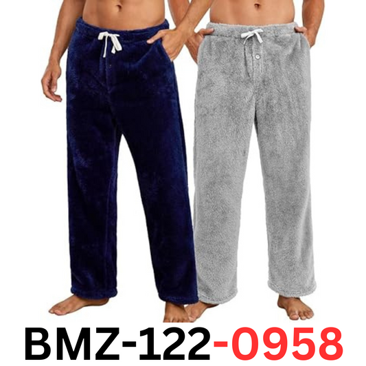 Vulcanodon 2 Pack Men Plush Warm Pajama Pants, Fluffy Soft Fleece Sleep Pants, M