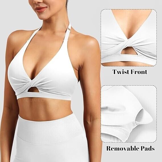 YEOREO Sports Bra for Women Micaela Open Back Workout Gym Bra Padded Yoga Top, S